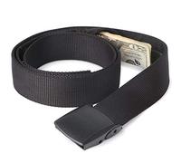 LEACOOLKEY Cinturón de dinero para hombres para seguridad de viaje de nailon militar táctico para hombre Cashsafe bolsillo oculto, A-negro., Passform Taille 114-127cm(Gürtellänge 145cm)