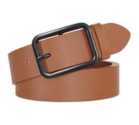 LEACOOLKEY Cinturón de piel negro para mujer, con hebilla cuadrada clásica, cinturón para pantalones vaqueros, 3,3 cm de ancho, F1-marrón, L Fit Taillenumfang 86cm-101cm(Länge120cm)