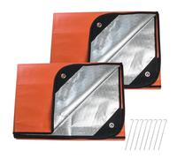 LeadCon Paquete de 2 mantas de supervivencia mejoradas, lona térmica reflectante aislada, 60 x 82 pulgadas, manta de emergencia reutilizable para todo tipo de clima para automóvil o campamento, color