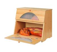 Leader Accessories Caja de Pan, Caja de Pan de Doble Capa para Cocina y Panadería, Almacenamiento de Alimentos de Bambú de Gran Capacidad, Caja de Pan Aromatizante, 39x25x33cm