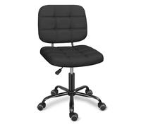 Leader Accessories Silla de Oficina, Silla de Escritorio de Oficina sin Brazos con Ruedas Ergonómica Moderna con Ruedas Giratorias de 360° Sillas de Trabajo para Computadora de Altura Ajustable Negro