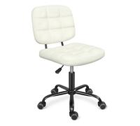 Leader Accessories Silla de Oficina, Silla de Escritorio de Oficina sin Brazos con Ruedas Ergonómica Moderna con Ruedas Giratorias de 360° Sillas de Trabajo para Computadora de Altura Ajustable Blanco