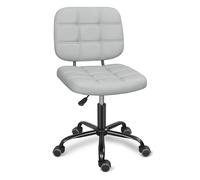 Leader Accessories Silla de Oficina, Silla de Escritorio de Oficina sin Brazos con Ruedas Ergonómica Moderna con Ruedas Giratorias de 360° Sillas de Trabajo para Computadora de Altura Ajustable Gris