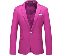 Leader of the Beauty Chaqueta de traje de negocios para hombre, chaqueta de esmoquin con muescas, solapa con muescas, esmoquin para boda, baile de graduación, fucsia, M