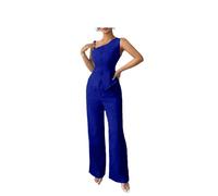 Leader of the Beauty Conjunto de 2 piezas de chaleco y pantalones para mujer, chaleco irregular de un hombro, trajes de verano de pierna ancha, azul real, M