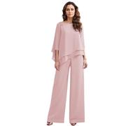 Leader of the Beauty Conjunto de pantalones para madre de la novia, conjunto de gasa de 2 piezas, trajes para invitados de boda, atuendos formales, Rubor, 38