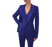 Leader of the Beauty Conjunto de traje de oficina de 3 piezas para mujer, blazer, chaleco, pantalones, conjunto de traje de negocios, traje de fiesta de graduación, azul real, XXL