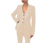 Leader of the Beauty Conjunto de traje de oficina para mujer de 3 piezas, blazer, chaleco, pantalones, conjunto de traje de negocios con pantalones, traje de fiesta de graduación, champán, XL