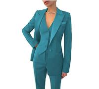 Leader of the Beauty Conjunto de traje de trabajo de oficina de 3 piezas para mujer, blazer, chaleco, pantalones, conjunto de traje de negocios, traje de fiesta de graduación, turquesa, XL