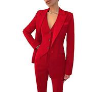 Leader of the Beauty Conjunto de traje de trabajo de oficina de 3 piezas para mujer, blazer, chaleco, pantalones, conjunto de traje de negocios, traje de fiesta de graduación, rosso, XL