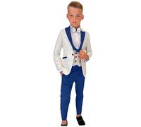 Leader of the Beauty Conjunto de trajes de 3 piezas para niños, conjunto de traje de pantalón para boda, fiesta de niño, traje formal, azul real, 14 años