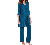 Leader of the Beauty - Traje de 3 Piezas para Madre de la Novia con Encaje de Gasa para Mujer, Vestido de Invitados de Boda con Chaqueta para Mujer