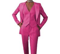 Leader of the Beauty Traje de 3 piezas para mujer, chaqueta de oficina, chaleco, pantalones, traje de negocios, traje casual, fucsia, S