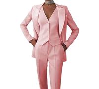Leader of the Beauty Traje de 3 piezas para mujer, chaqueta de oficina, chaleco, pantalones, traje de negocios, traje casual, rosa, XXL