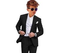 Leader of the Beauty Traje de lino de 2 piezas para niño, ajuste delgado, trajes formales para boda, Negro, 3 años