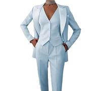 Leader of the Beauty - Traje de negocios e informal de 3 piezas para mujer, con americana, chaleco y pantalones, azul claro, XXL