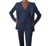 Leader of the Beauty - Traje de negocios e informal de 3 piezas para mujer, con americana, chaleco y pantalones, azul marino, XL