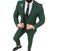 Leader of the Beauty Trajes de boda de 3 piezas con solapa de pico para hombre, ajuste delgado, formal, negocios, novio, trajes casuales, verde (hunt green), 64