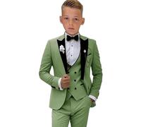 Leader of the Beauty Trajes para niño de 3 piezas, traje slim fit, set de chaqueta, chaleco y pantalón, traje de boda para niños de 3 a 16 años, Verde Salvia, 12 años