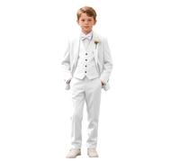Leader of the Beauty - Trajes para niños, traje formal de paje de 3 piezas, traje de boda, graduación, 3-16 años, blanco, 12 años
