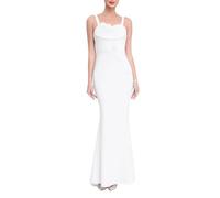 Leader of the Beauty Vestido largo para mujer, estilo halter, sexy, con diseño de rosa 3D, para boda, dama de honor, blanco, S