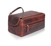 LEADERACHI Adult 100% Pure Genuine Leather Handmade Toiletry Travel Bag One Size Muskat, Muskat, Una talla