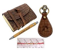 LEADERACHI Combo de diario de piel auténtica, marrón, accesorios de viaje, marrón, accesorios de viaje, Brown, Accesorios de viaje
