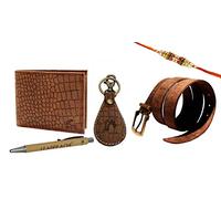 Leaderachi portafolios y cinturón de piel con combo Rakhi, CROCO, accesorios de viaje, Cuero, Cuero