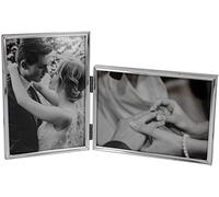 LEADEX Combo horizontal vertical, marcos de fotos plegables de metal dobles de 4 x 6 pulgadas (1 estilo horizontal y 1 vertical) (plateado)
