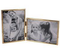 LEADEX - Marco de Fotos Horizontal Vertical Doble de 10,16 x 15,24 cm Mordern Chapado en Oro con Marco de Metal Plegable (1 Horizontal y 1 Vertical)