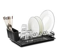 Leadfun Escurreplatos, Escurridor de Platos para Fregadero, Estante de Secado de Metal con Soporte para Cubiertos Extraible, Escurre Platos, sobre Fregadero 42 x 23 x 8cm(Negro)