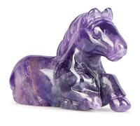 LEADGEM - Figura de caballo de amatista, 2 pulgadas, tallada a mano y piedras de vidrio, estatua de caballo para decoración del hogar, pisapapeles y mesa central