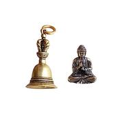 Leadigol Campana de mano de cobre, mini estatua de Buda de latón, estatua de Buda de bolsillo, figura de Buda pequeña, adornos de Buda, decoración creativa para el hogar y la oficina