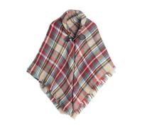 Leadigol Chal informal para otoño e invierno, estilo británico, para niñas y niños, suéter de punto, poncho con botones de cuerno, borlas, capa a cuadros