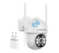 LeadsaiL Cámara de vigilancia 2K para Exterior, WiFi, visión Exterior de 360°, cámara de 3 MP con Audio de 2 vías, Seguimiento automático, visión Nocturna en Color, Alarma de Sirena, Color Blanco