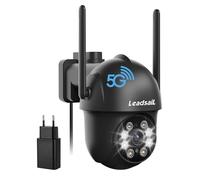 LeadsaiL Cámara de vigilancia 2K para Exterior, WiFi, visión Exterior de 360°, cámara de 3 MP con Audio de 2 vías, Seguimiento automático, visión Nocturna en Color, Alarma de Sirena Negra