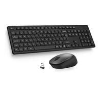 LeadsaiL Combo de teclado y mouse inalámbricos de tamaño completo para | Teclado resistente a derrames con patas inclinables, mouse ambidiestro, escritura silenciosa, batería de larga duración