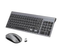 LeadsaiL Combo de Teclado y Ratón Inalámbricos, Ratón USB Inalámbrico y Conjunto de Teclado de Computadora, Packs de Teclado y Mouse Compacto y Silencioso para Portátiles, Escritorios y PC con Windows