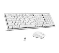 LeadsaiL FA98 - Teclado mecánico inalámbrico y Mouse silencioso, Teclado mecánico inalámbrico de 2.4 GHz y Mouse silencioso, Interruptor Rojo de Perfil bajo, Teclado Compacto Delgado de 98 Teclas al