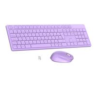 LeadsaiL Juego de Teclado y Mouse inalámbricos, combinación de Teclado y Mouse USB de 2,4 GHz, diseño QWERTY del Reino Unido de tamaño Completo, diseño ergonómico con 12 accesos directos Multimedia