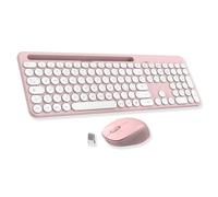 LeadsaiL Juego de Teclado y ratón inalámbrico con Soporte para teléfono y Tableta, Teclado USB inalámbrico, silencioso, 1600 PPP, diseño Italiano QWERTY para Ordenador, PC, Ordenador portátil,