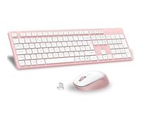 LeadsaiL Juego de Teclado y ratón inalámbricos, combinación de Teclado y ratón USB de 2,4 GHz, Tacto Suave, diseño QWERTY del Reino Unido de tamaño Completo con 12 accesos directos Multimedia para