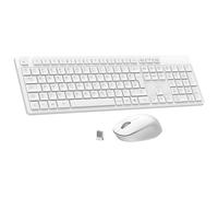 LeadsaiL K786 QWERTZ - Juego de Teclado inalámbrico y ratón inalámbrico (2,4 GHz, con Nano Receptor USB 2 en 1, para PC/Ordenador portátil, Color Blanco