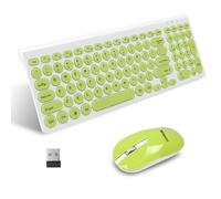 LeadsaiL KF29 Juego de teclado y mouse inalámbricos, ratón USB inalámbrico y teclado compacto para computadora, QWERTY UK Layout para laptop HP/Lenovo y Mac-Grass Green