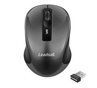 LeadsaiL Ratón inalámbrico, 1600 PPP, 2,4 GHz con Receptor USB, 4 Botones, Clic y Desplazamiento silenciosos, duración de la batería de 15 Meses, compatibilidad con Varios Dispositivos - Gris