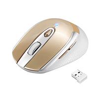 LeadsaiL Ratón Inalámbrico, Wireless Mouse Silencioso Ratón óptico Click Mini, Ergonómica Ultra Delgado, 2.4G Mouse Inalámbrico, Una batería AA(incluir) para Macbook, PC, Ordenador Portátil (Oro)