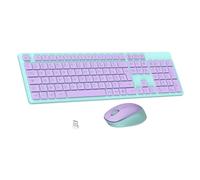 LeadsaiL - Teclado de ratón inalámbrico, ergonómico, conjunto de teclado de ratón de tamaño completo, 2,4 GHz con receptor USB, 12 botones programables para PC, portátil, Windows, Mac AZERTY
