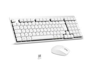 LeadsaiL - Teclado de ratón mecánico inalámbrico, FA98 Low Profile Conjunto de Teclado y ratón con Interruptor Rojo, francés AZERTY, conexión 2.4Ghz, 98 Teclas para Windows MacOS Computer PC-Plata