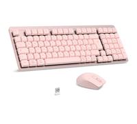 LeadsaiL Teclado y ratón mecánico inalámbrico FA98, bajo perfil, interruptor rojo, teclado inalámbrico con receptor 2,4 G, 96 % teclado, 98 teclas, silencioso, QWERTY italiano para PC Mac/Windows-rosa