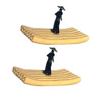 LEADSDGE Adornos flotantes de balsas de bambú para tanques de agua, atractivo visual y exhibición de escritorio en barcos pequeños y paisajísticos